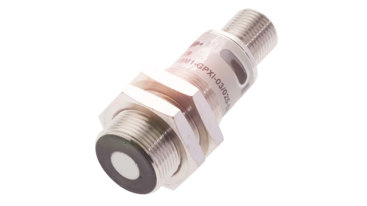 BALLUFF BUS M18M1-GPXI-12/100-S92G, sensore di prossimità cilindrico a ultrasuoni, rilevamento 120-1300 mm, IP67, alimentazione 10-30 V c.c.