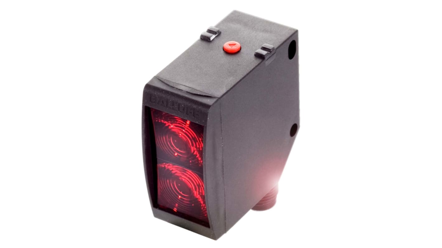 Sensore fotoelettrico BALLUFF BOS 23K-GI-RR10-S4, rettangolare retro-riflettivo, rilevamento fino a 12 m, montaggio filettato, IP6X.