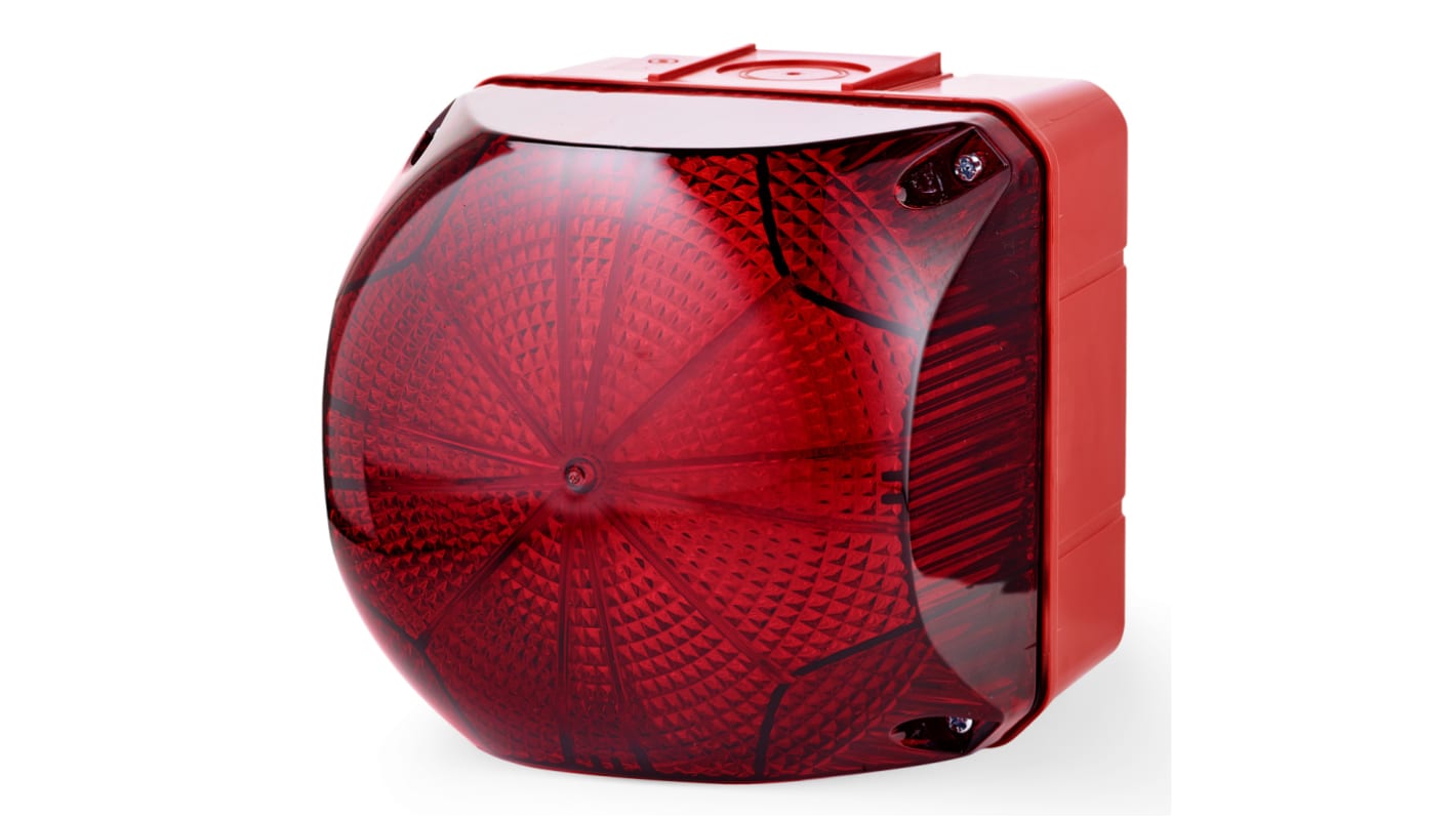 AUER Signal 874162313, segnalatore lampeggiante LED rosso, montaggio superficiale, IP66, 230 V, dimensioni 94x97 mm.