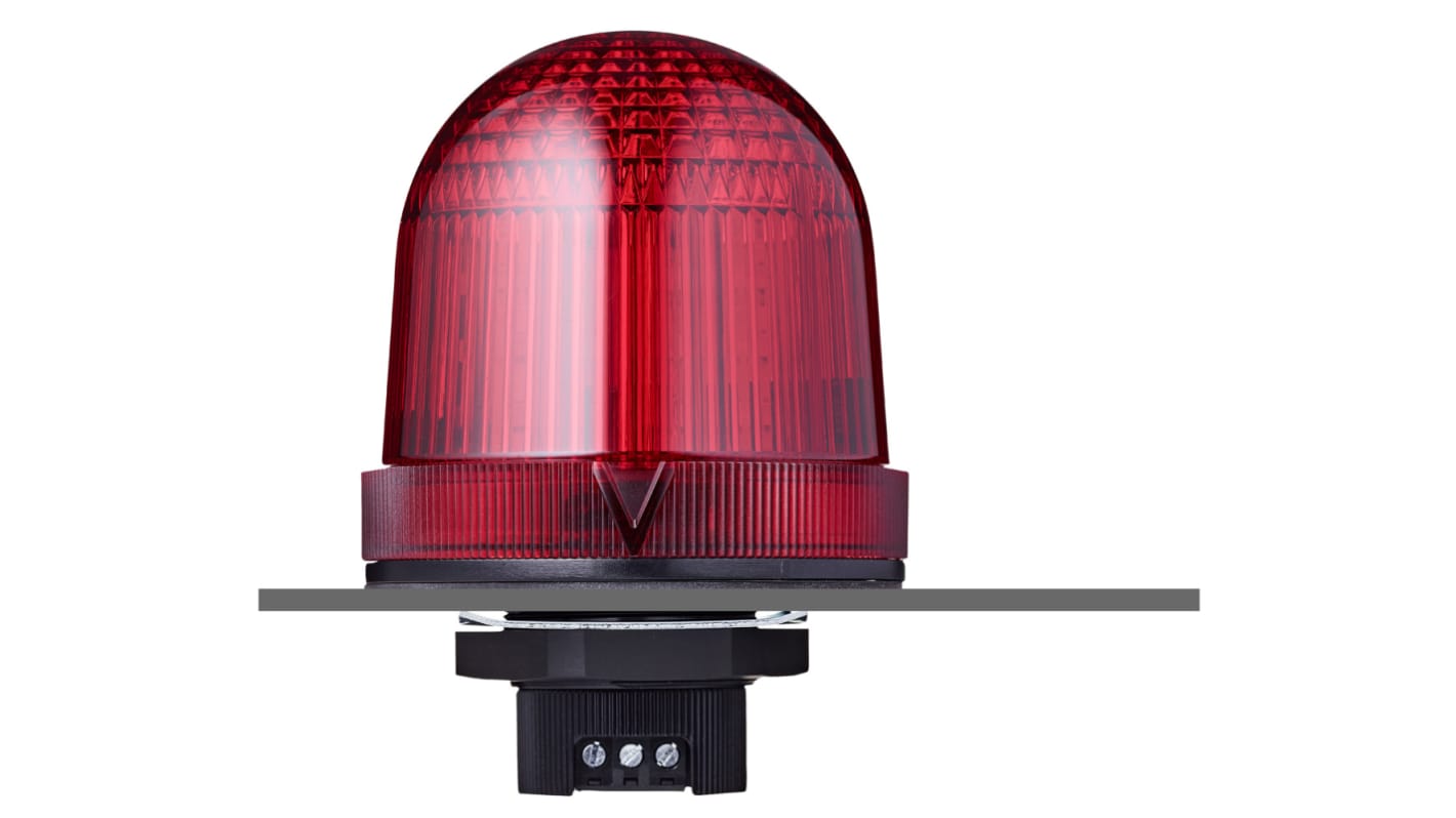 AUER Signal 858582313, segnalatore stroboscopico LED rosso, montaggio a pannello, IP66, altezza 91 mm, tensione 230-240 V CA.