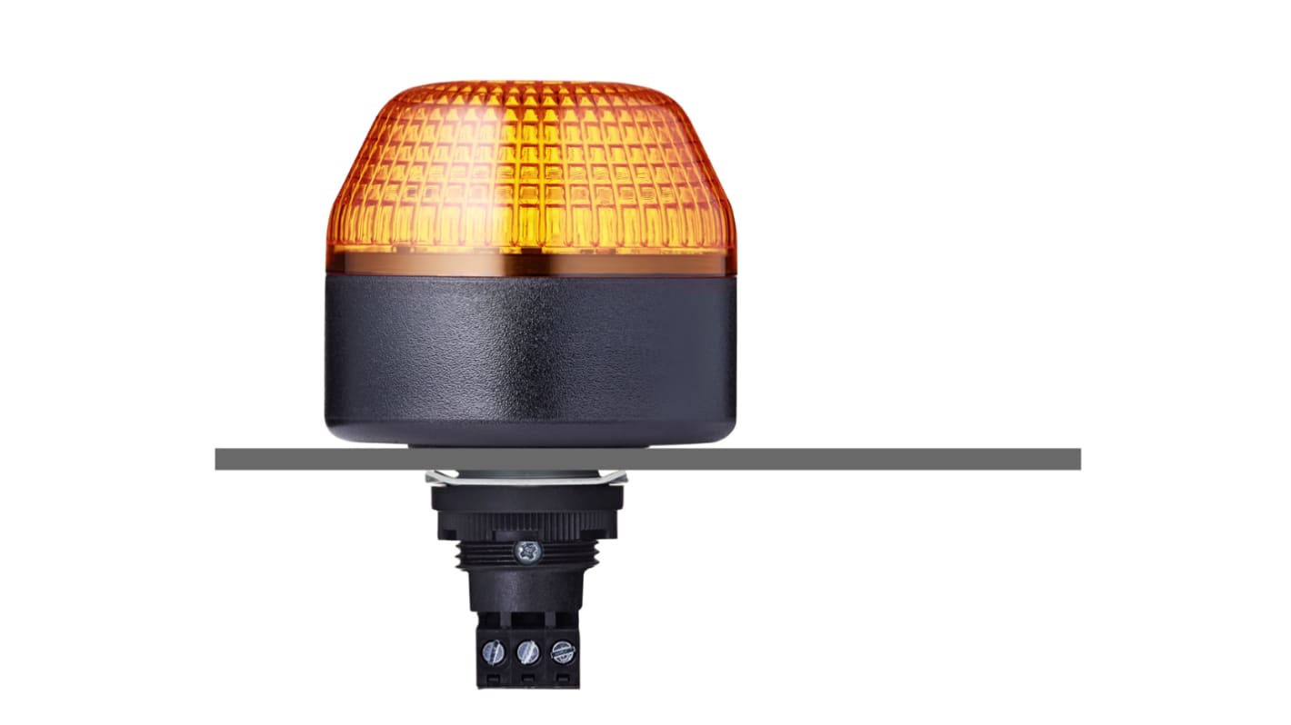AUER Signal 802501405, segnalatore LED ambra fisso, montaggio a pannello, IP65, 24 V, altezza 89.7 mm, diametro 65 mm.