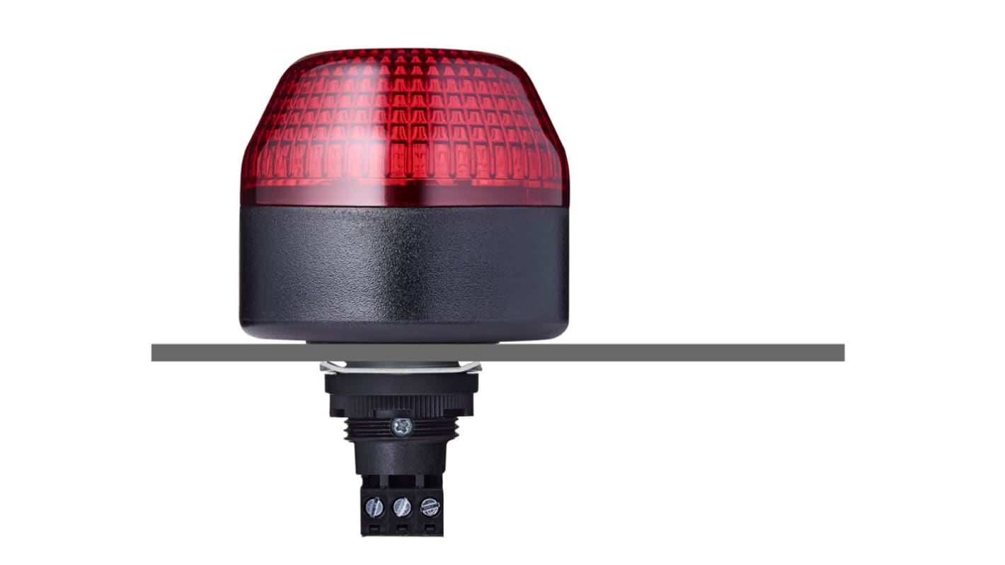 AUER Signal 802502405, segnalatore LED rosso fisso per montaggio a pannello, 24 V, IP65, diametro 65 mm, altezza 89.7 mm.