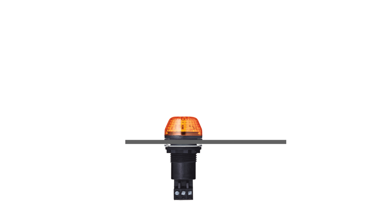 AUER Signal 800501405, segnalatore LED ambra fisso, montaggio a pannello, diametro 30 mm, altezza 65.6 mm, IP65, 24 V.