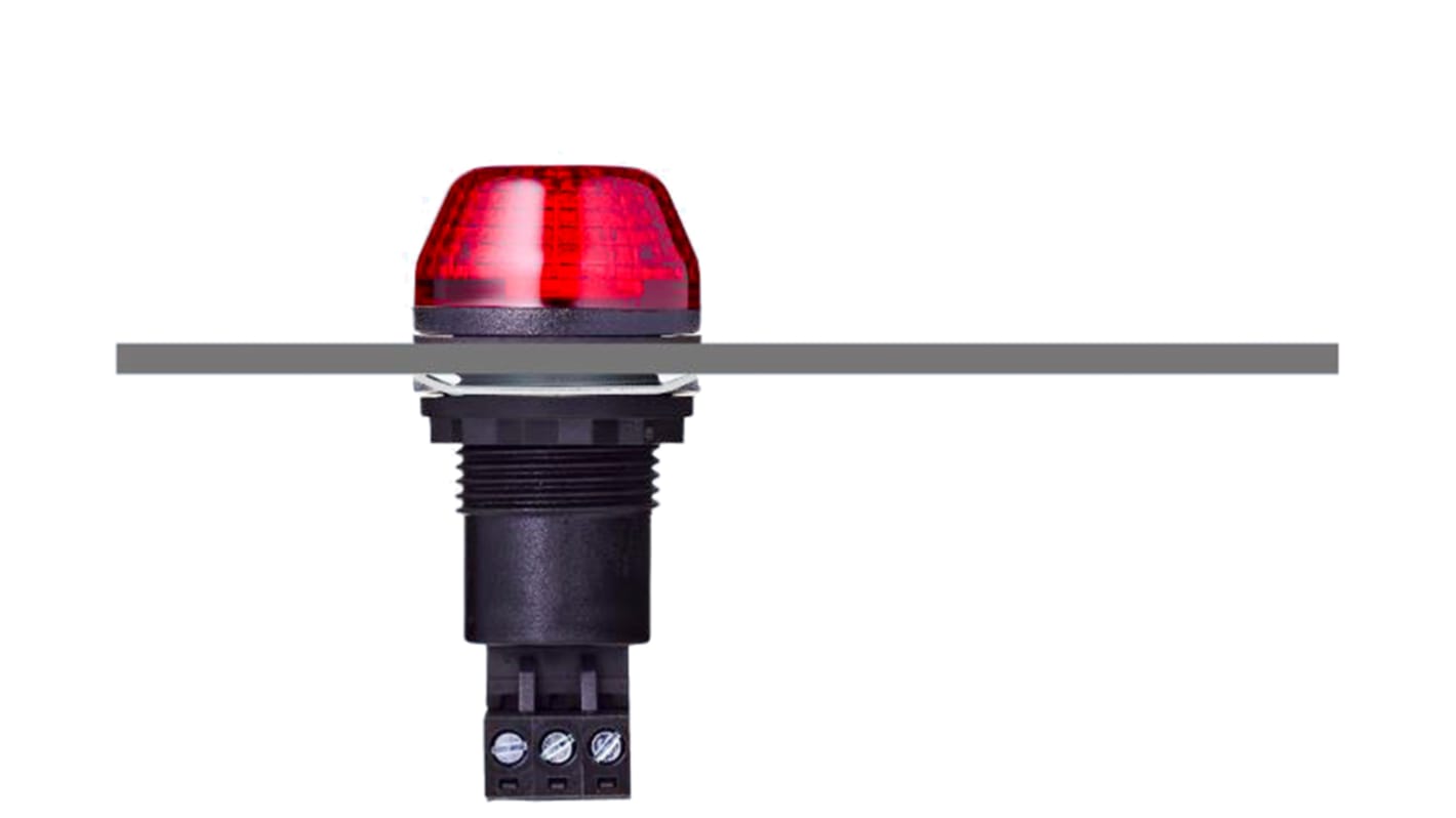 AUER Signal 800512405, segnalatore stroboscopico LED rosso per montaggio a pannello, 24 V, IP65, altezza 65.6 mm.