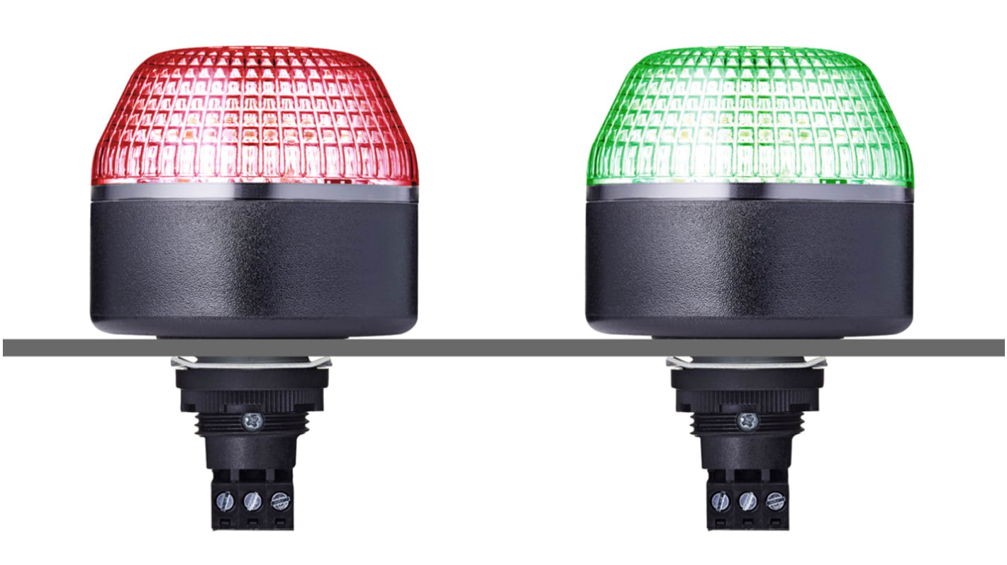 AUER Signal 802626405, segnalatore fisso LED trasparente per montaggio a pannello, 24 V, IP65, diametro 65 mm, altezza 89.7 mm.