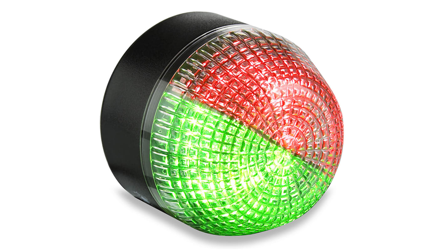 AUER Signal 802726405, segnalatore fisso LED trasparente, montaggio a pannello, 24 V, IP65, diametro 65 mm, altezza 89.7 mm.