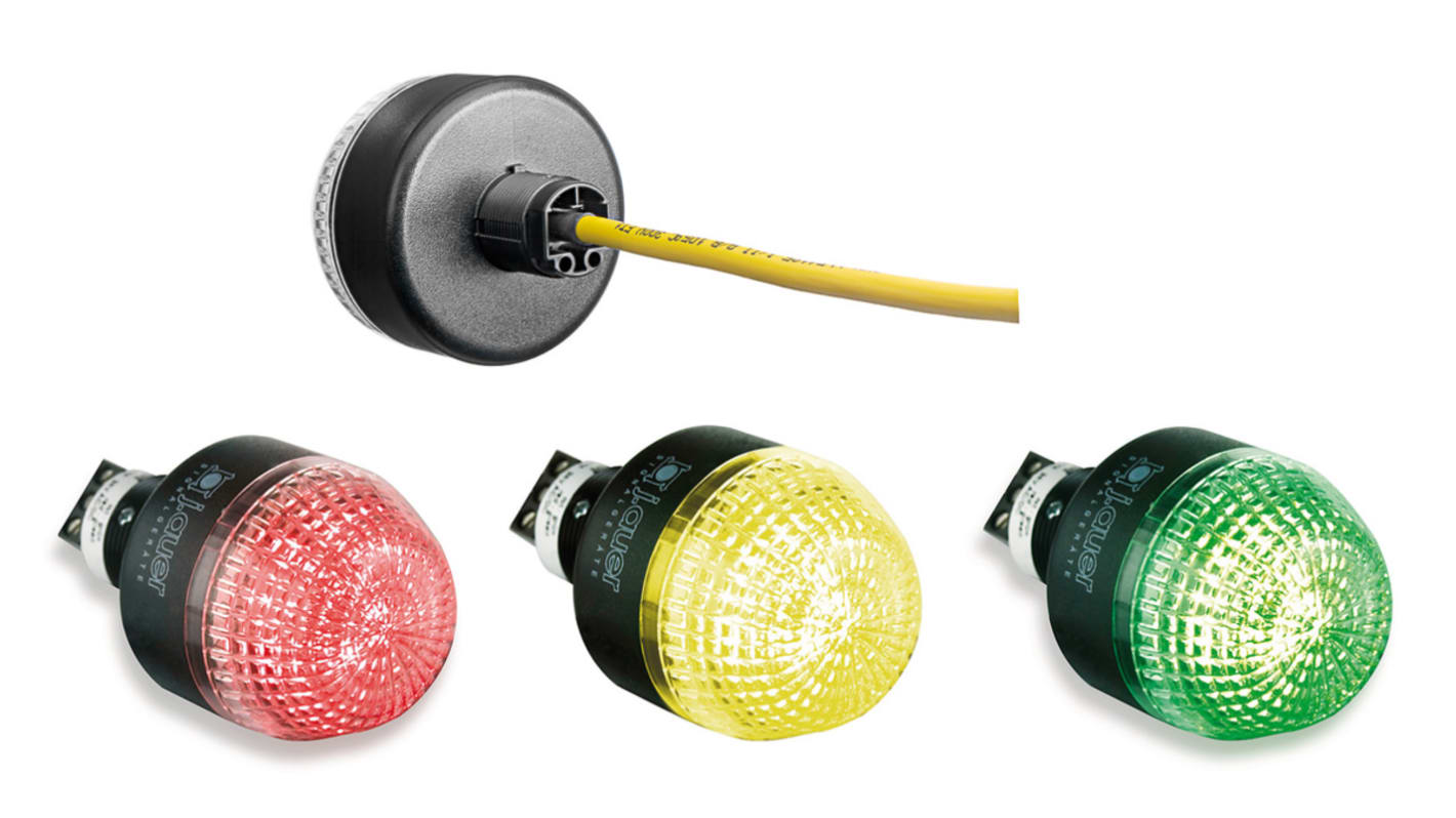 AUER Signal 802550405, segnalatore LED fisso trasparente per montaggio a pannello, 24 V, IP67, diametro 65 mm, altezza 78.5 mm.
