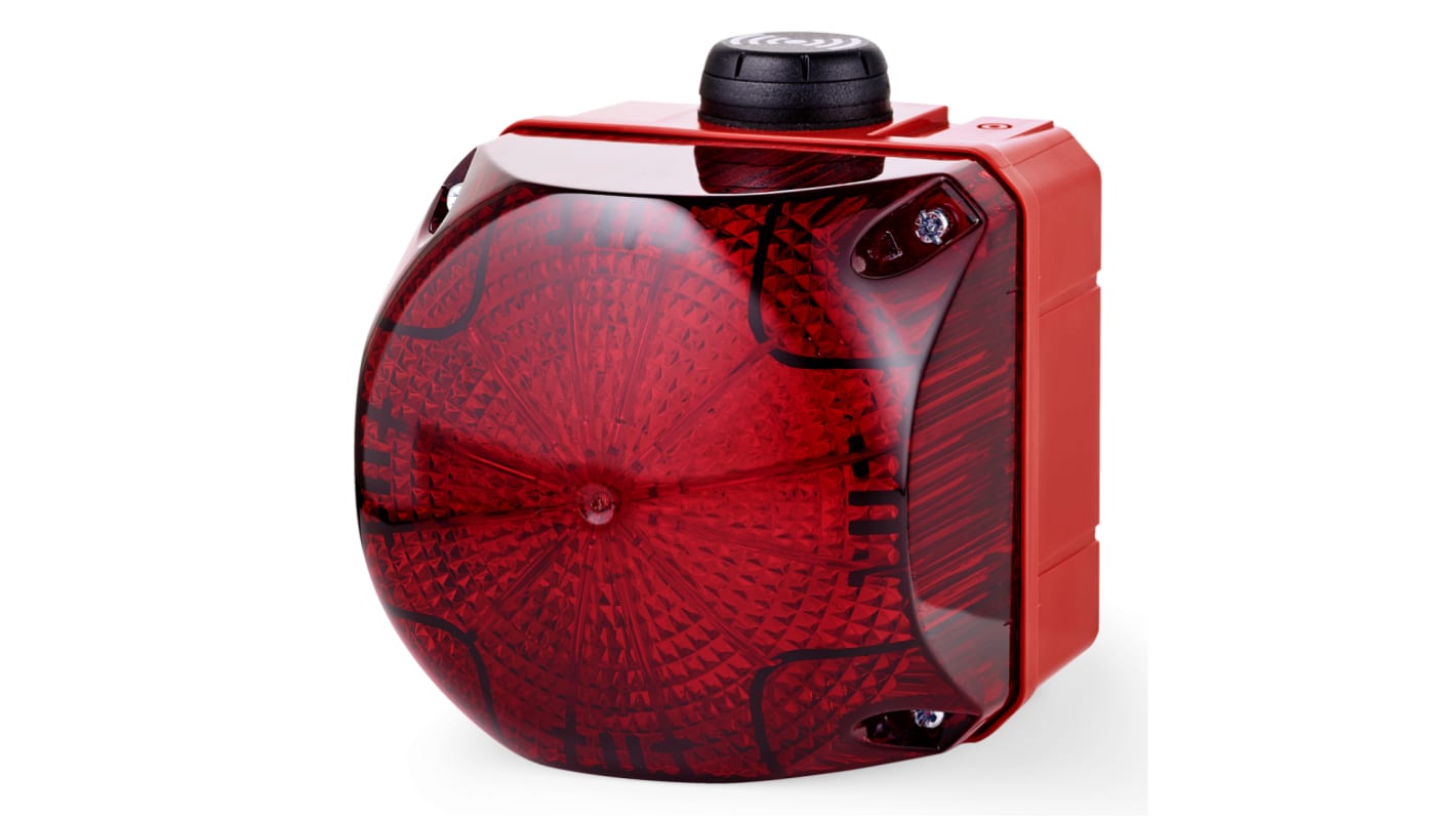 AUER Signal 876162405, segnalatore acustico e luminoso QSS, 24 V, rosso, montaggio superficiale, IP65, suono e luce attivabili separatamente.