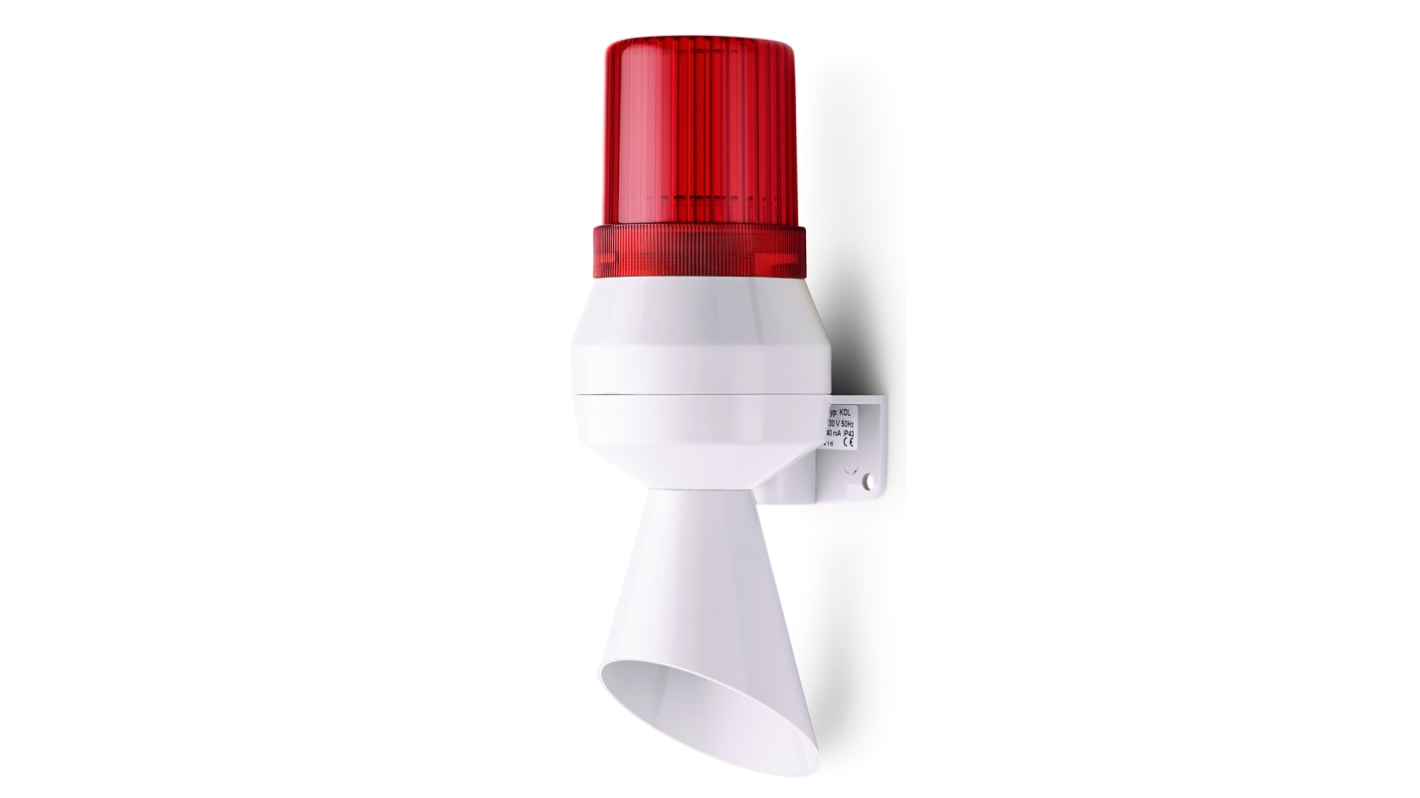 AUER Signal 710112113, segnalatore acustico e luminoso KLL, 230 V, rosso, montaggio verticale, IP43, 60 mm di diametro.