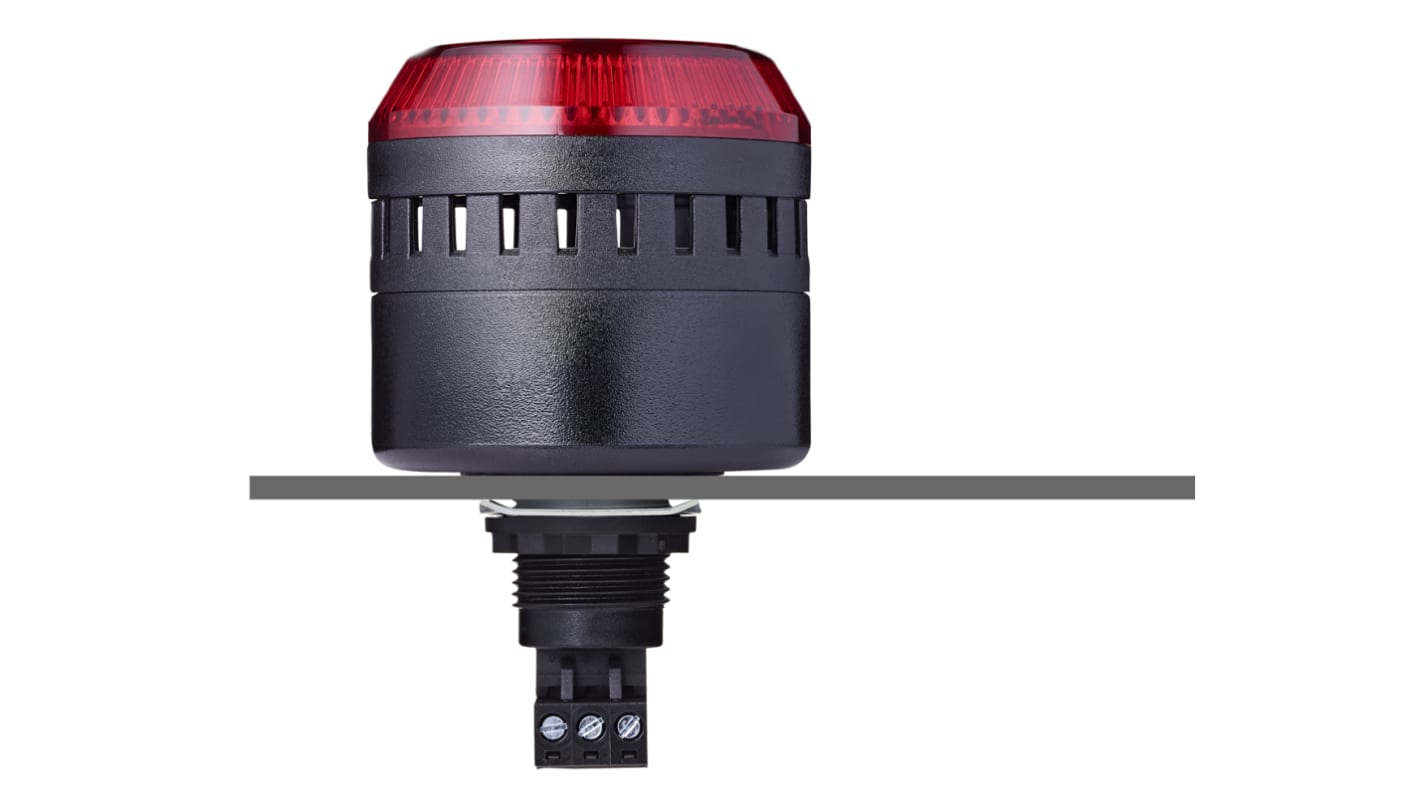 AUER Signal 813512313, segnalatore acustico e luminoso ELM, montaggio a pannello, LED rosso, suono 98 dB, IP65, temperatura -25/+60 °C.