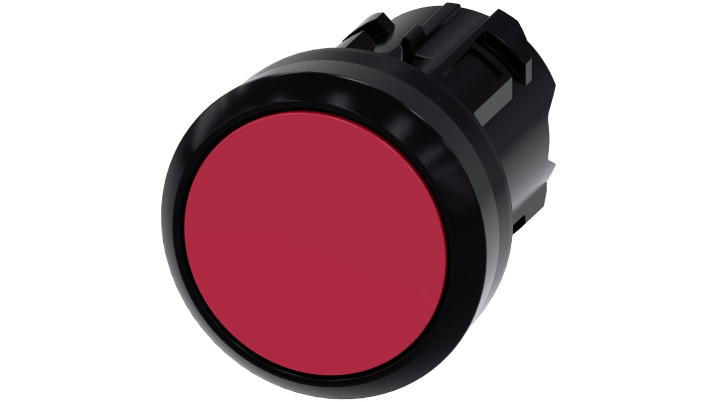 Pulsante Ad Aggancio 22mm Siemens 3SU1000-0AA20-0AA0 in Plastica Rossa, Protezione IP69K. Ideale per ambienti estremi.