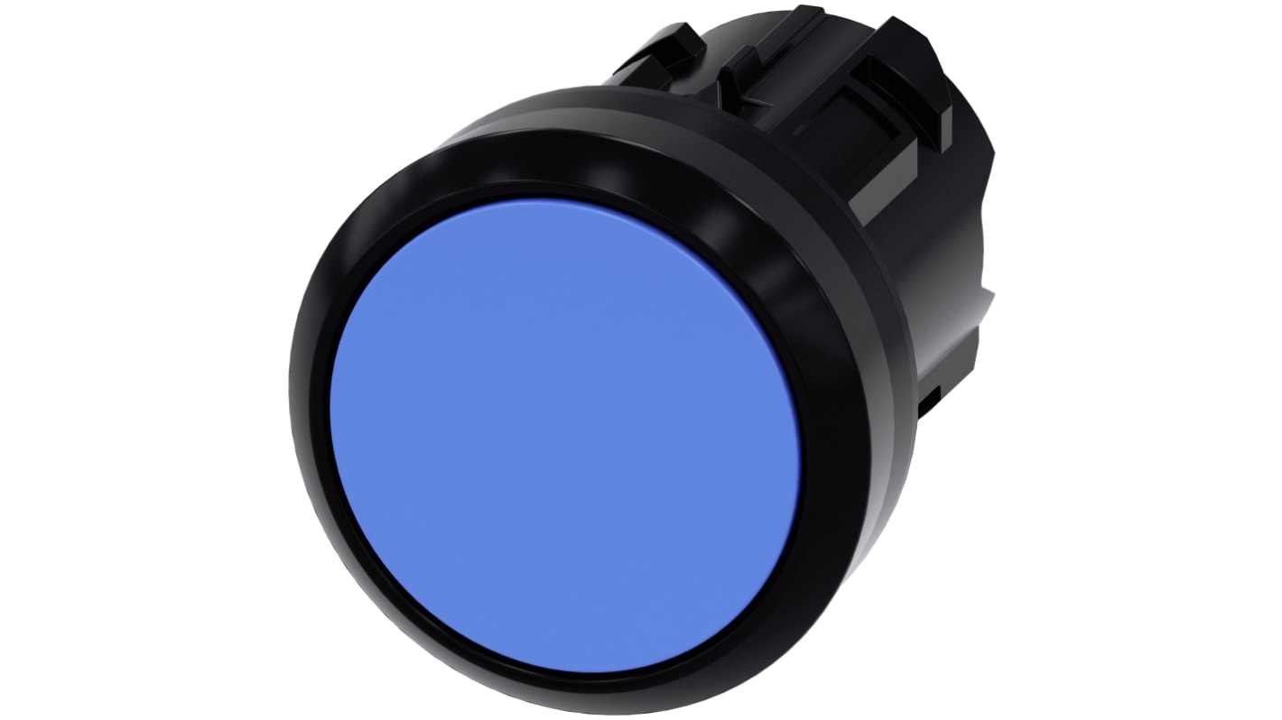 Pulsante Siemens SIRIUS ACT blu, rotondo, diametro 22 mm, attuazione a pulsante, protezione IP66/IP67/IP69K.