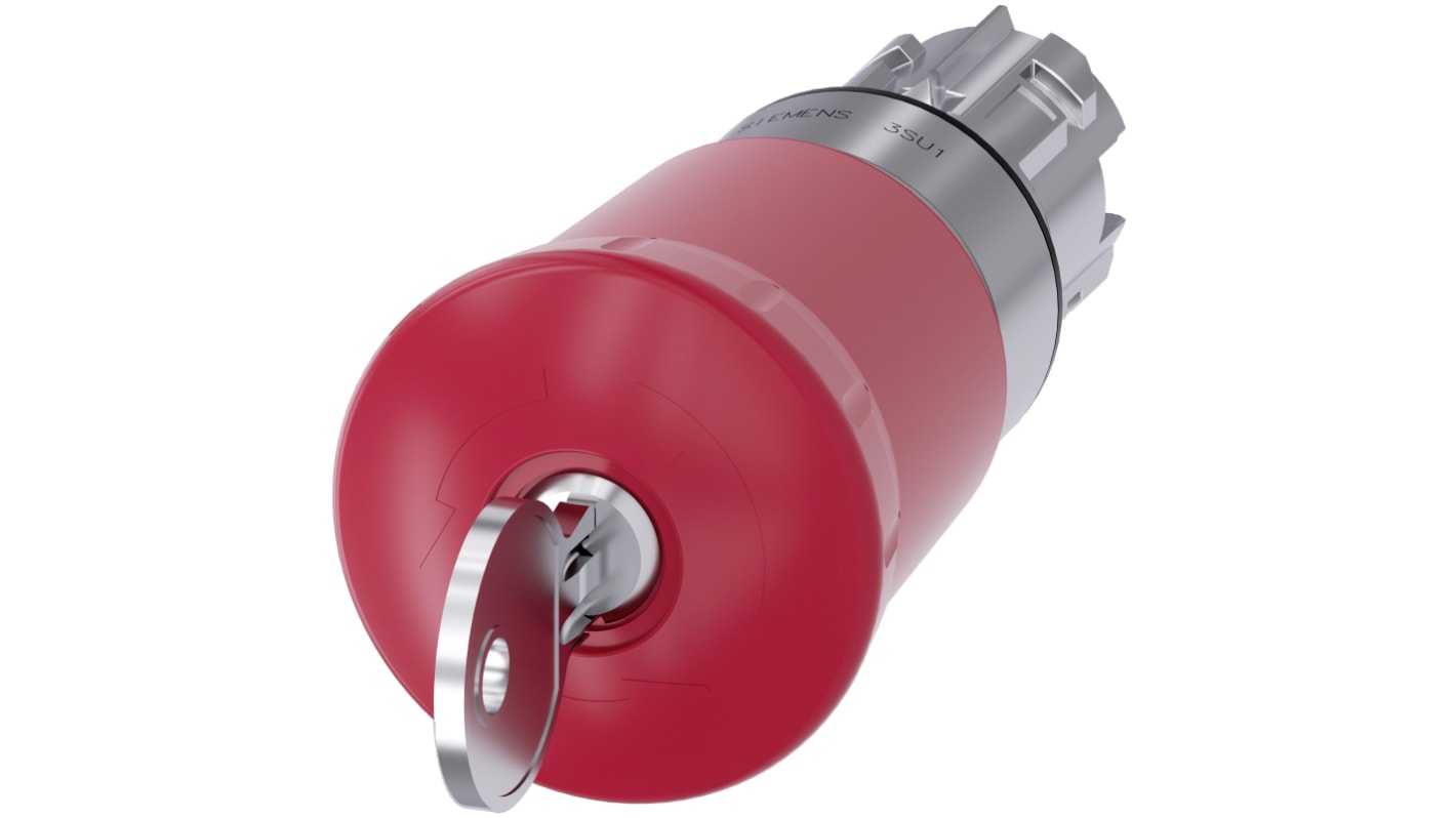 Pulsante di arresto di emergenza Siemens, montaggio a pannello, diametro 22 mm, design antirotazione, grado di protezione IP69K.