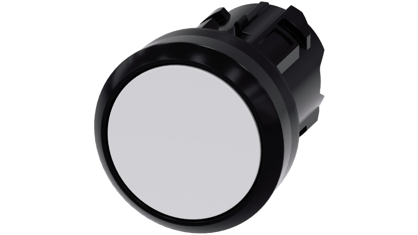 Pulsante rotondo Siemens SIRIUS ACT, diametro foro 22 mm, bianco, attuazione a pulsante, protezione IP66/IP67/IP69K.