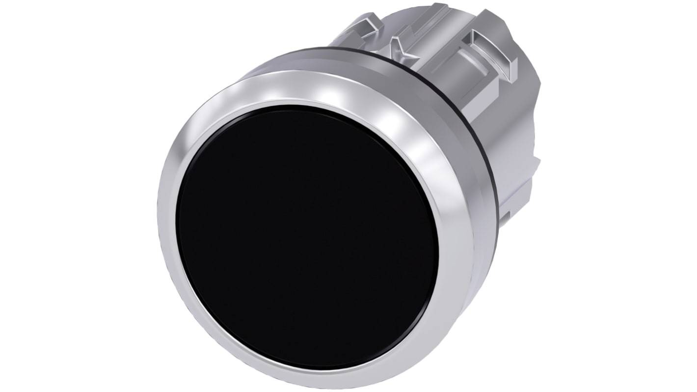 Pulsante tipo Ad aggancio 3SU1050-0AA10-0AA0 Siemens SIRIUS ACT, Nero. Resistente a condizioni estreme, design in metallo lucido. IP69K, facile montaggio.