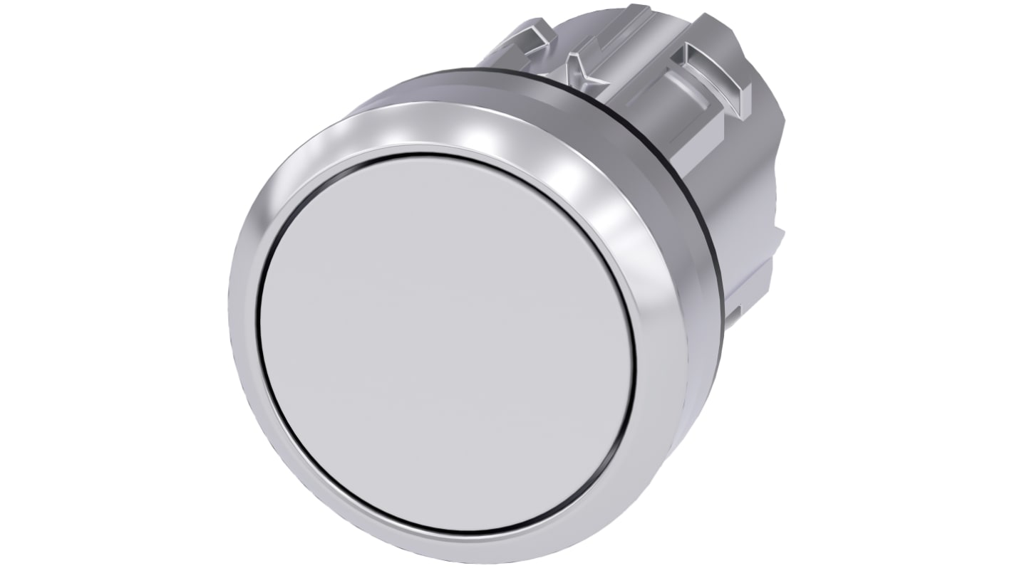 Pulsante Siemens SIRIUS ACT 3SU1050-0AA60-0AA0, rotondo, diametro 22 mm, bianco, attuazione a pulsante, protezione IP66/IP67/IP69K.