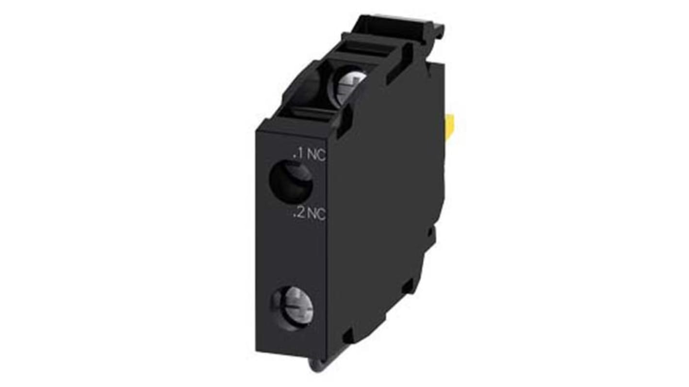 Blocco contatti Siemens 3SU1400-1AA10-1HA0, metallo/plastica, impilabile, per ambienti estremi. Facile installazione.