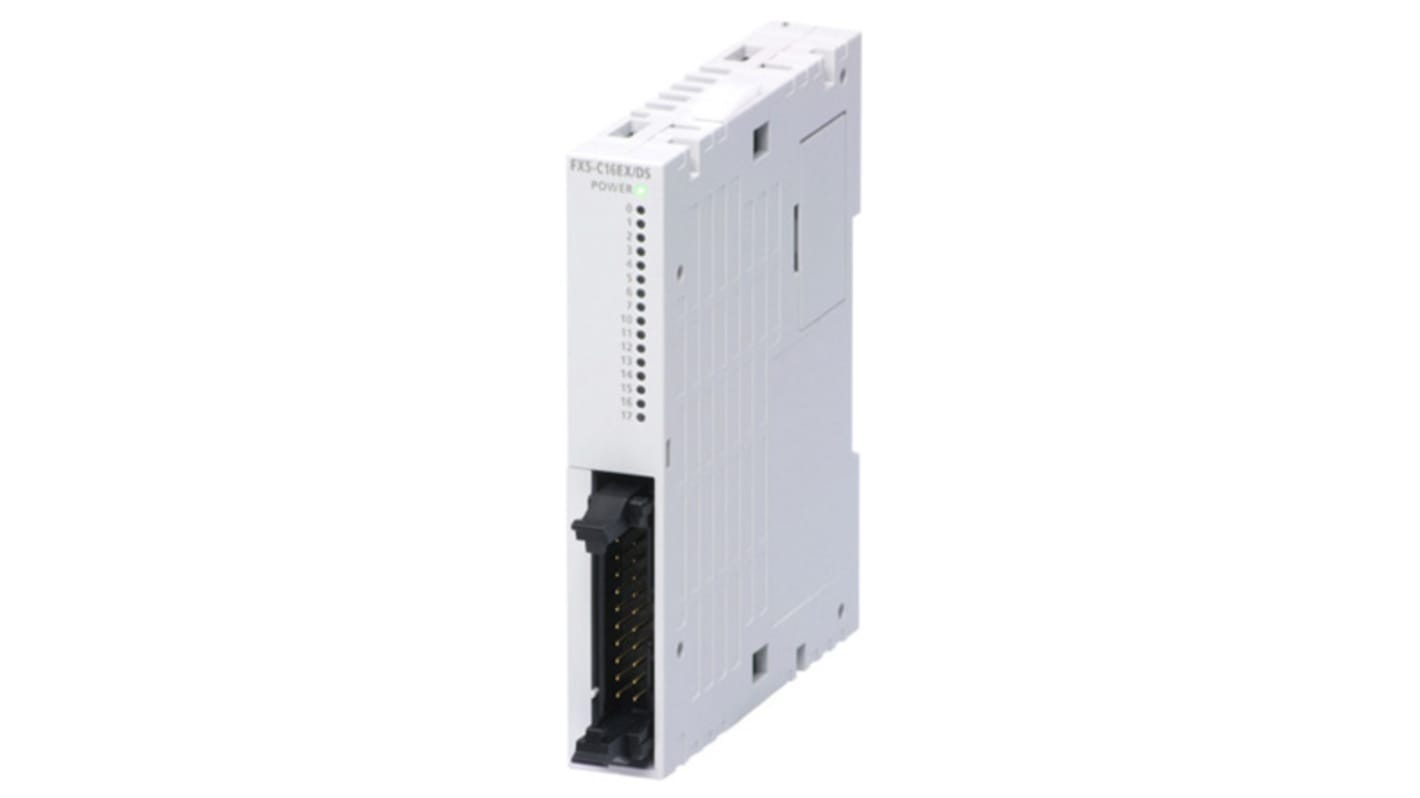 Modulo I/O digitale Mitsubishi Electric FX5-C16EX/DS per PLC MELSEC iQ-F, 16 ingressi, alimentazione 24 V, montaggio su guida DIN.