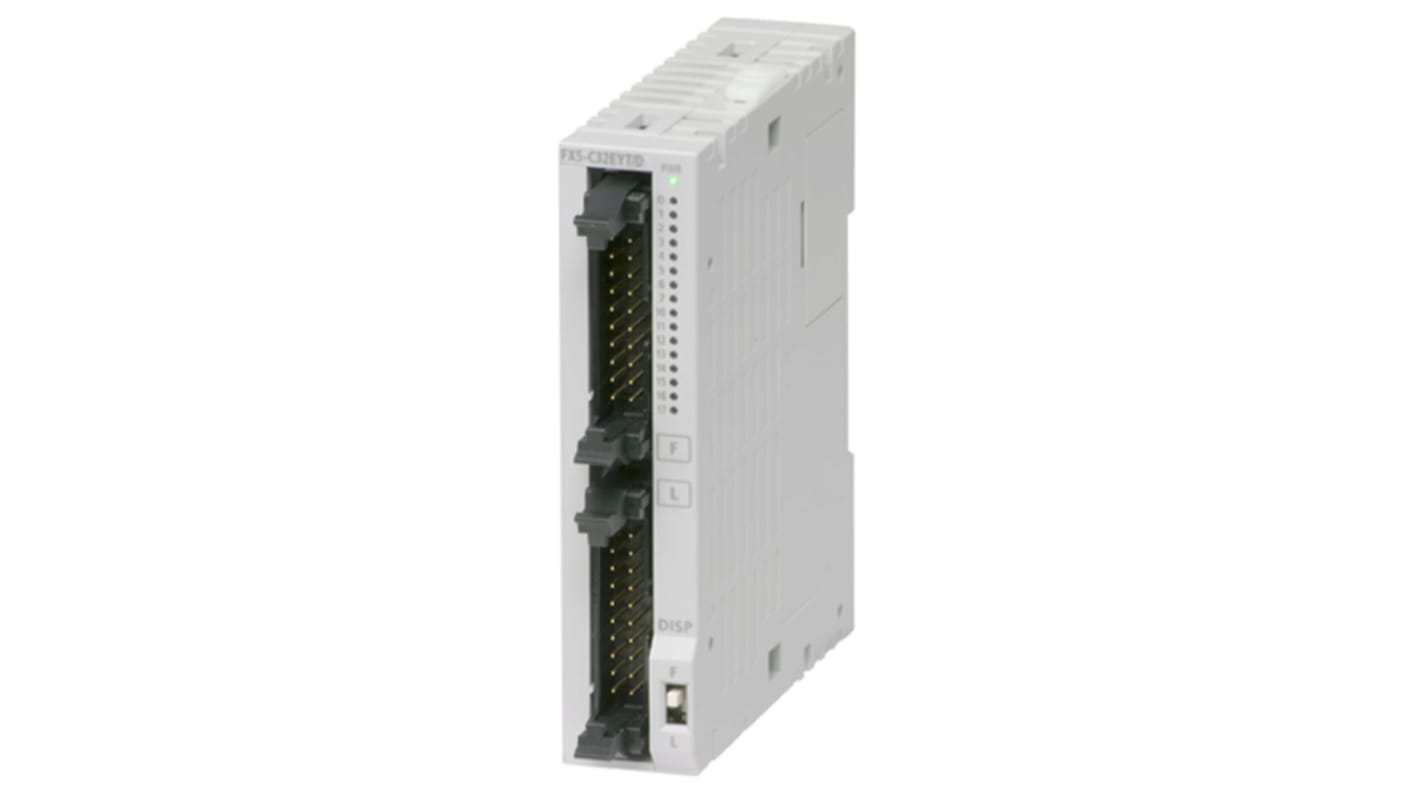 Modulo I/O digitale Mitsubishi Electric FX5-C32ET/DSS, 16 ingressi/uscite, montaggio su guida DIN, dimensioni 20,1 x 90 x 87 mm.