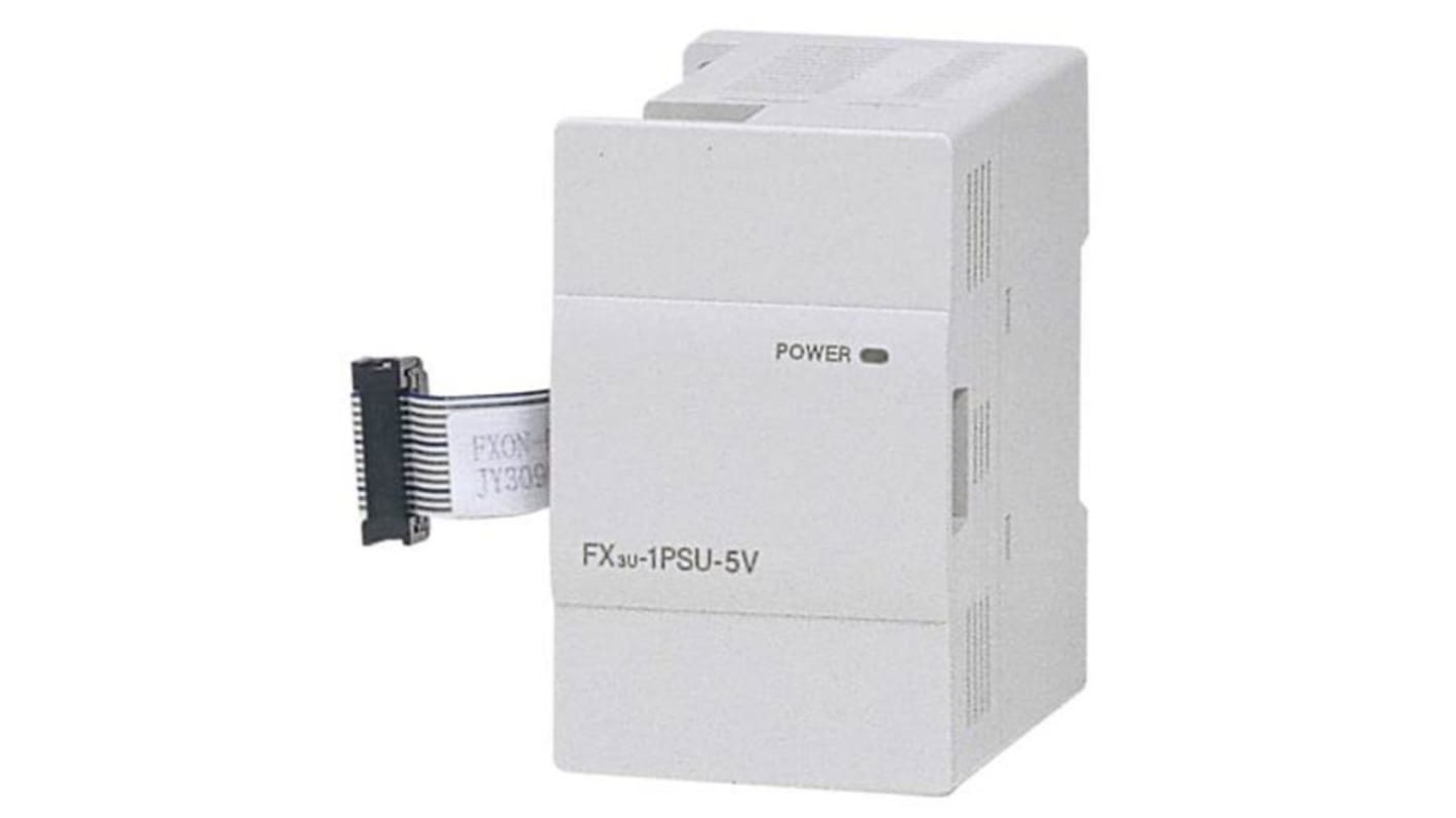 Mitsubishi Electric FX3U-1PSU-5V, alimentatore per PLC FX3U, montaggio su guida DIN, dimensioni 55 x 90 x 87 mm.
