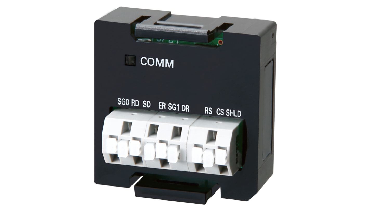 Modulo di comunicazione Omron NX1W-CIF01 per Unità CPU serie NX, montaggio a pannello, dimensioni 35,9 x 13,5 x 35,9 mm.