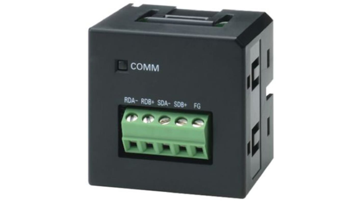 Modulo di comunicazione Omron NX1W-CIF12 per unità CPU serie NX, montaggio a pannello, dimensioni 35,9 x 13,5 x 35,9 mm.
