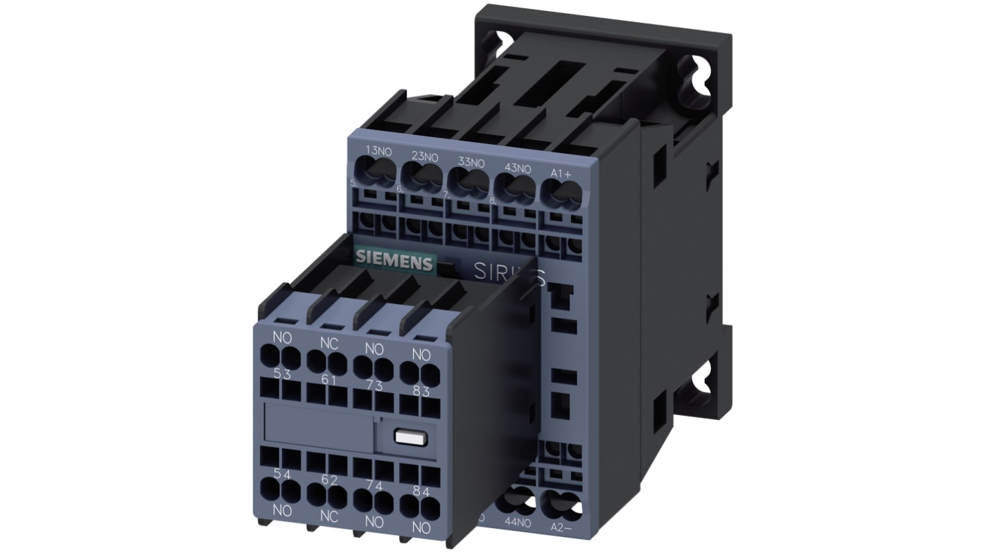 Contattore Siemens 3RH2371-2FB40, 7NO + 1NC, montaggio su guida DIN, dimensioni 120.7 x 45 x 69.5 mm, 10 A, 600 V cc.
