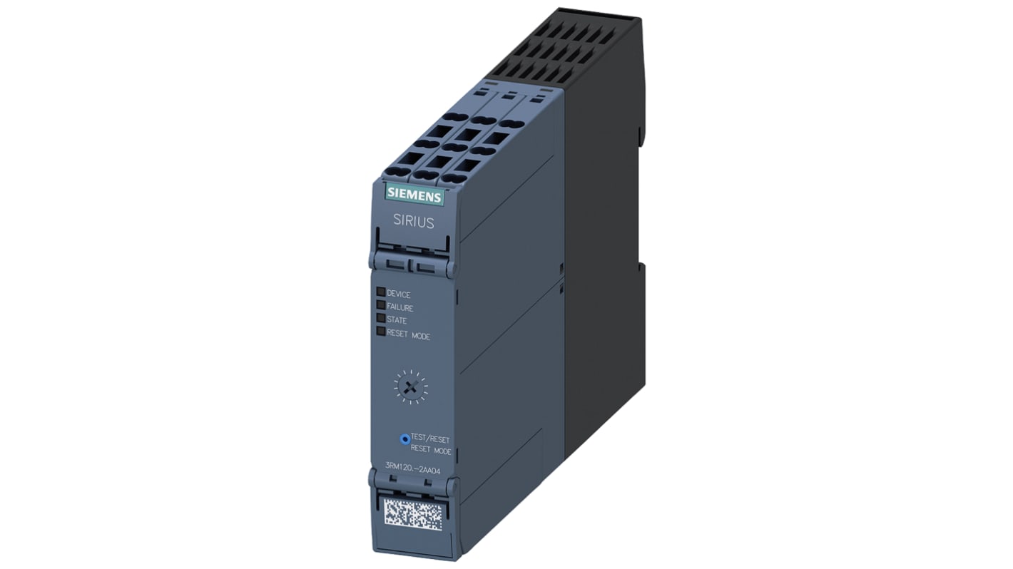 Starter motore Siemens 3RM1207-2AA04, potenza 3 kW, montaggio a pannello, dimensioni 141,6 x 22,5 x 100 mm, protezione sovraccarichi.