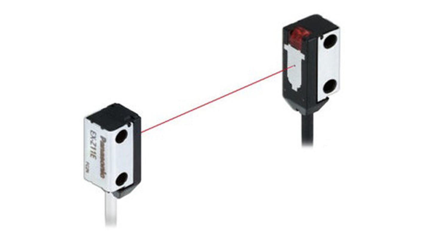 Sensore fotoelettrico rettangolare Panasonic EX-Z11FB-P, rilevamento 50 mm, uscita PNP, grado di protezione IP67.