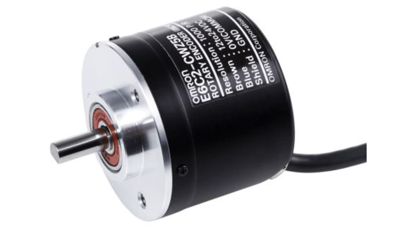 Encoder incrementale PNP Omron E6C2CWZ5B360PR2M, 360 impulsi/giro, montaggio a flangia, diametro albero 6 mm, IP64.