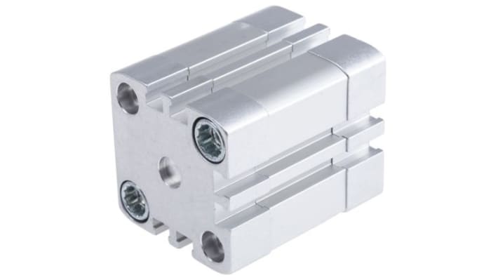 Cilindro pneumatico Festo ADN-50-10-I-P-A, doppio effetto, foro 50 mm, corsa 10 mm, dimensioni 65.5 x 65.5 x 62.7 mm.