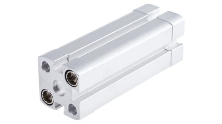 Cilindro pneumatico Festo ADN-20-60-A-P-A, doppio effetto, foro 20 mm, corsa 60 mm, attacco M5, dimensioni 35.5 x 35.5 x 102.5 mm.