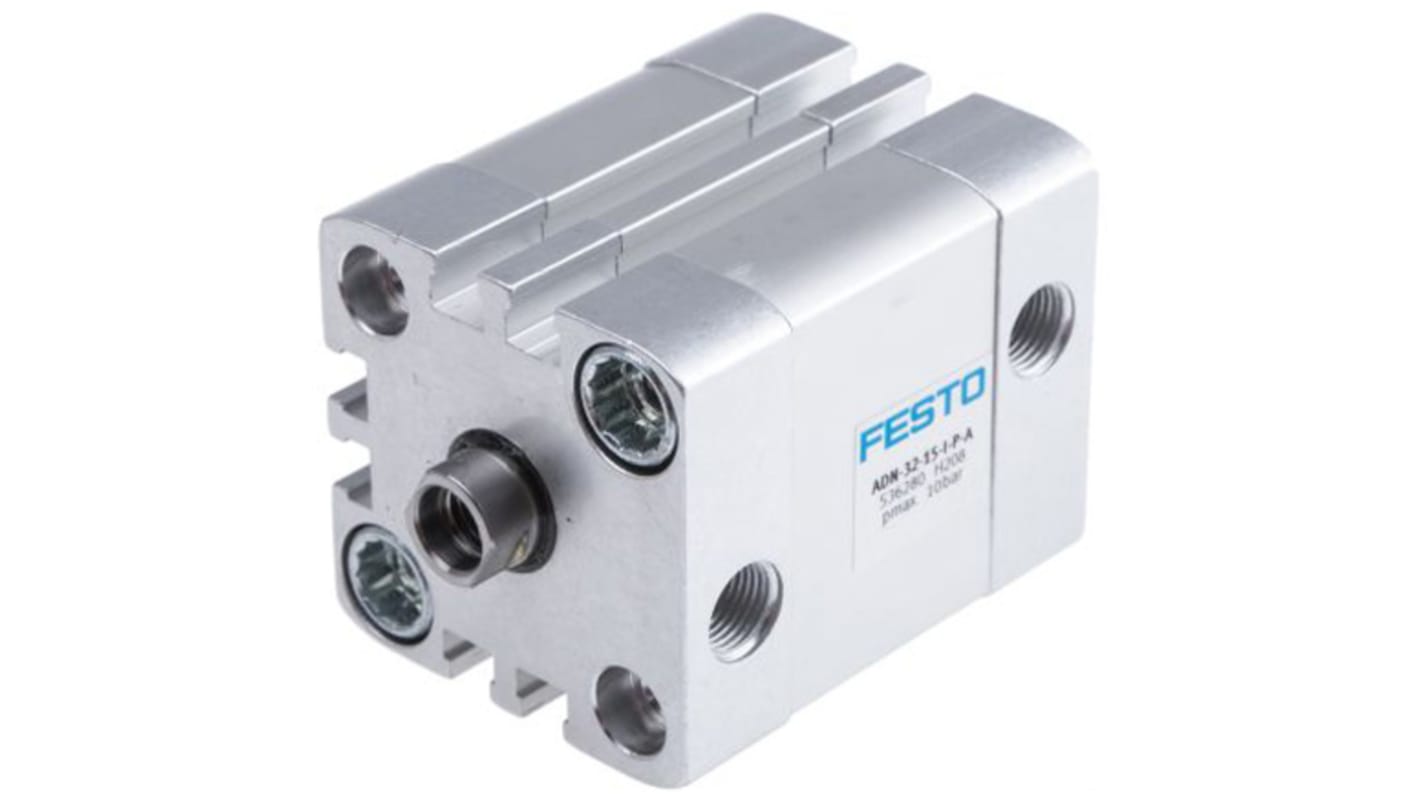 Cilindro pneumatico Festo ADN-50-20-I-PPS-A, doppio effetto, foro 50mm, corsa 20mm, montaggio verticale o orizzontale.