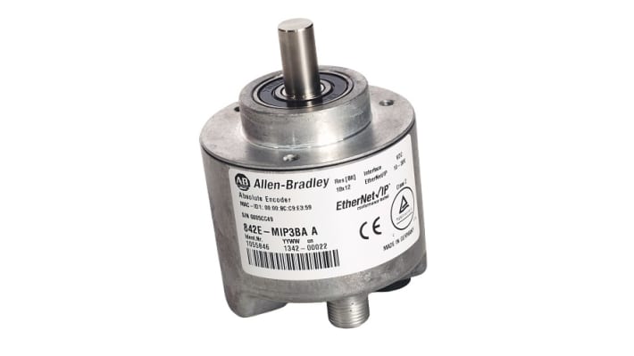 Encoder assoluto Allen Bradley 842E-MIP3BA, 262144 impulsi/giro, interfaccia Ethernet, montaggio a flangia, IP67.