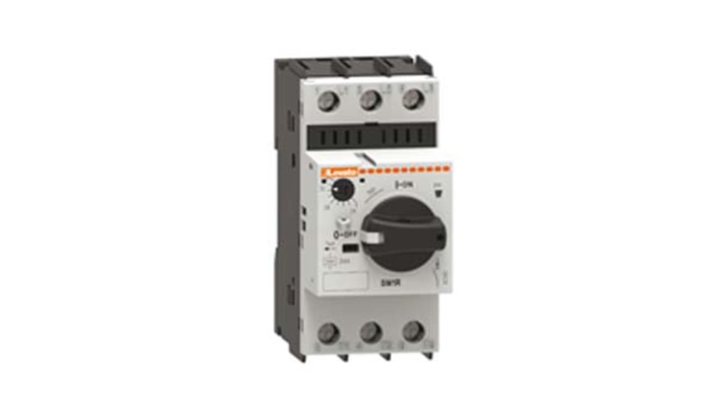 Interruttore automatico Lovato SM1R0040 per motori, corrente nominale 0,25-0,4 A, con protezione termica e magnetica, dimensioni 44,8x91,1x96,6 mm.
