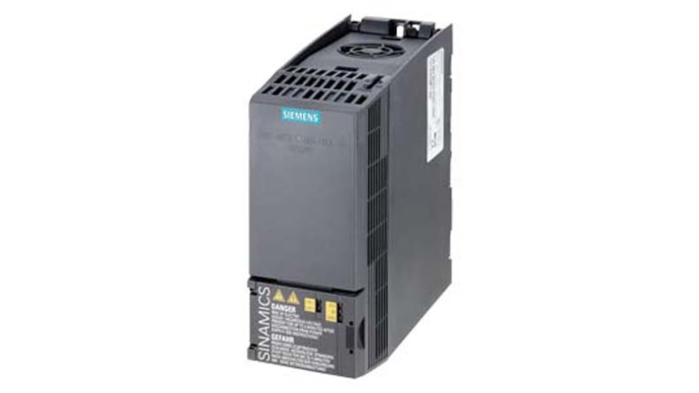 Inverter Siemens 6SL3210-1KE12-3AP2, potenza 0,55 kW, 400 V, 3 fasi, dimensioni 155x73x173 mm, grado di protezione IP20.