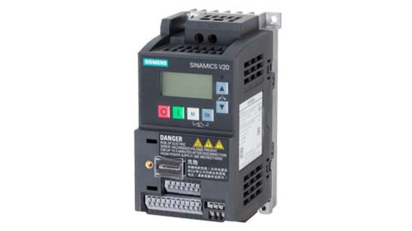 Inverter monofase Siemens 0,12 kW 230 V c.a. 1 fase 0 550Hz per pompe e ventilatori - 6SL3210-5BB11-2BV1