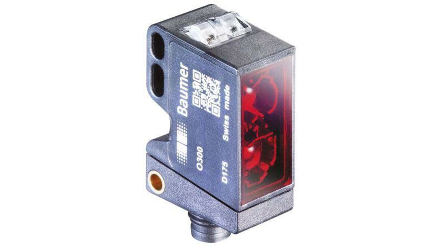 Baumer O300.RP.T-GW1J.72N, sensore fotoelettrico rettangolare a retroriflessione, rilevamento fino a 3,5 m, IP67, montaggio su cavo.