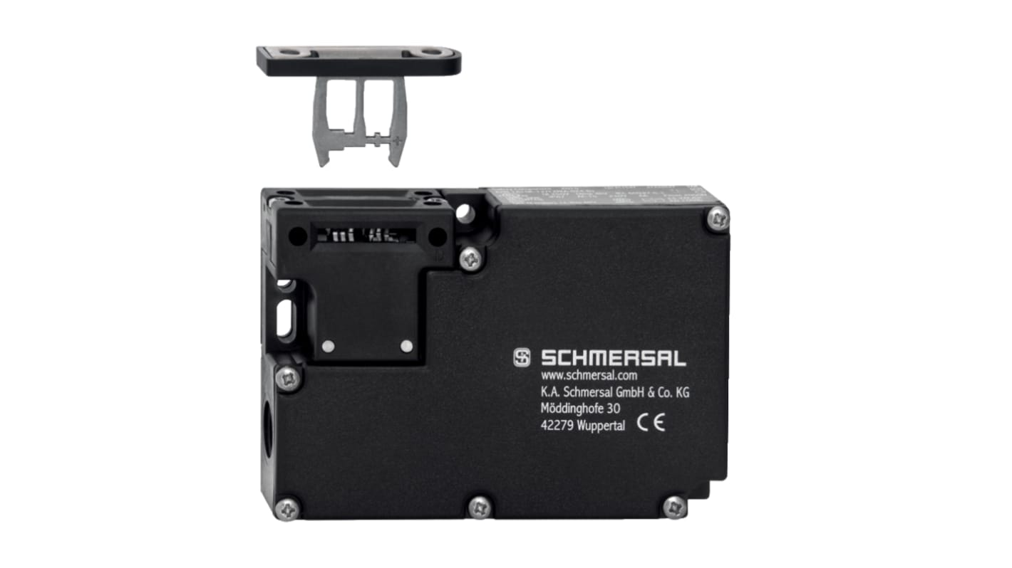 Interruttore di interblocco a solenoide Schmersal AZM161SK-12/12RIA-024-B1, 24V, 4NC/2NO, IP67, dimensioni 130x90x30mm.