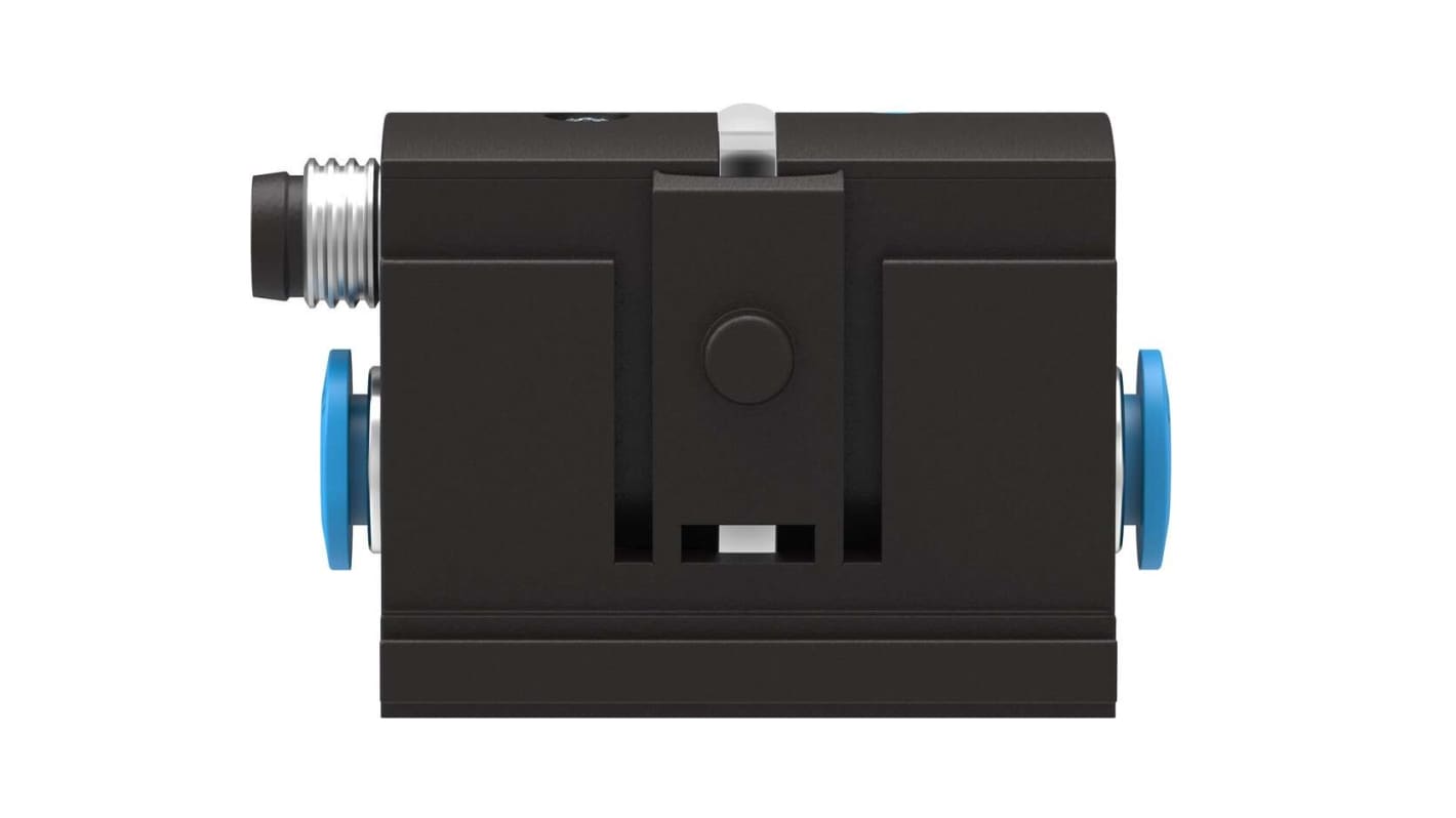 Sensore di pressione Festo SDE5-D10-O2-Q6-P-M8, M8 a 3 pin, 15-30 V cc, max 10 bar, IP40, temperatura 0-50 °C.