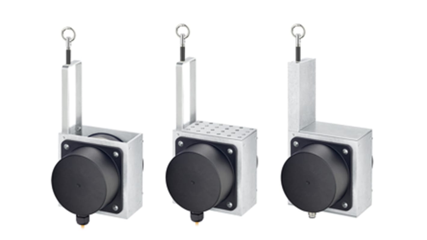 Encoder rotativo Kübler D8.D120.6311.R113.0000, uscita analogica, IP67, alimentazione 12-30 V c.c., dimensioni 233x120x133 mm.