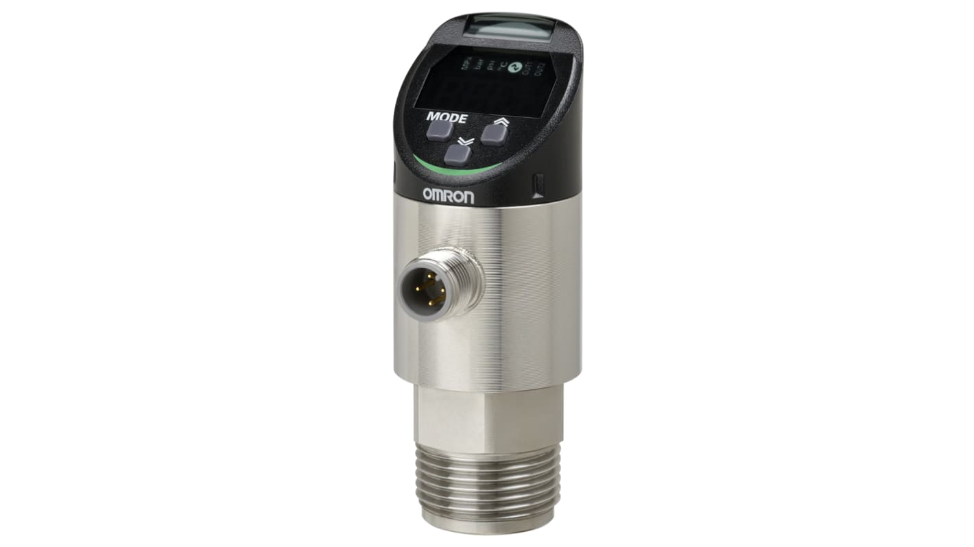 Sensore di pressione relativa Omron E8PC-100T-E, rilevamento fino a 10MPa, uscita PNP, connessione M12 a 4 pin.