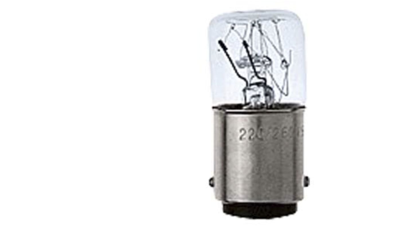 Lampadina a incandescenza Siemens 8WD4328-1XX, 5 W, 24 VAC/DC, montaggio BA 15d, diametro 50 mm, altezza 42 mm.