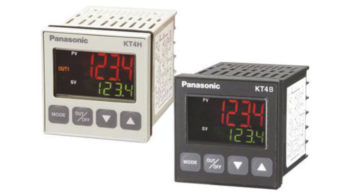 Termoregolatore PID Panasonic AKT4B113100, montaggio a pannello, alimentazione 24 V e 100-240 V, dimensioni 48 x 59.2 mm.