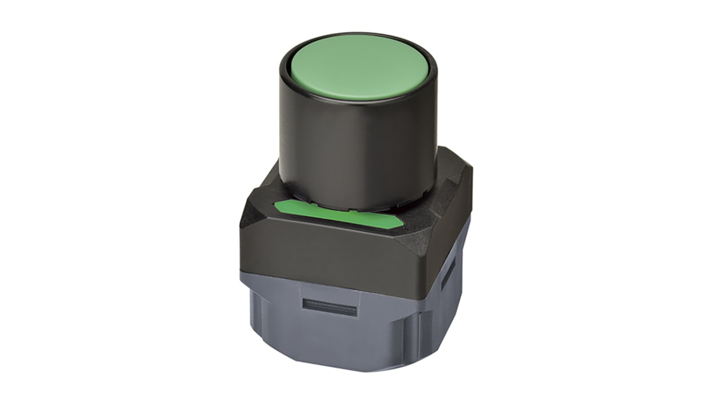 Omron A2W-TB-WC1 EU2GB, pulsante wireless IP65, montaggio su guida DIN, diametro 34 mm, alimentazione autogenerata.