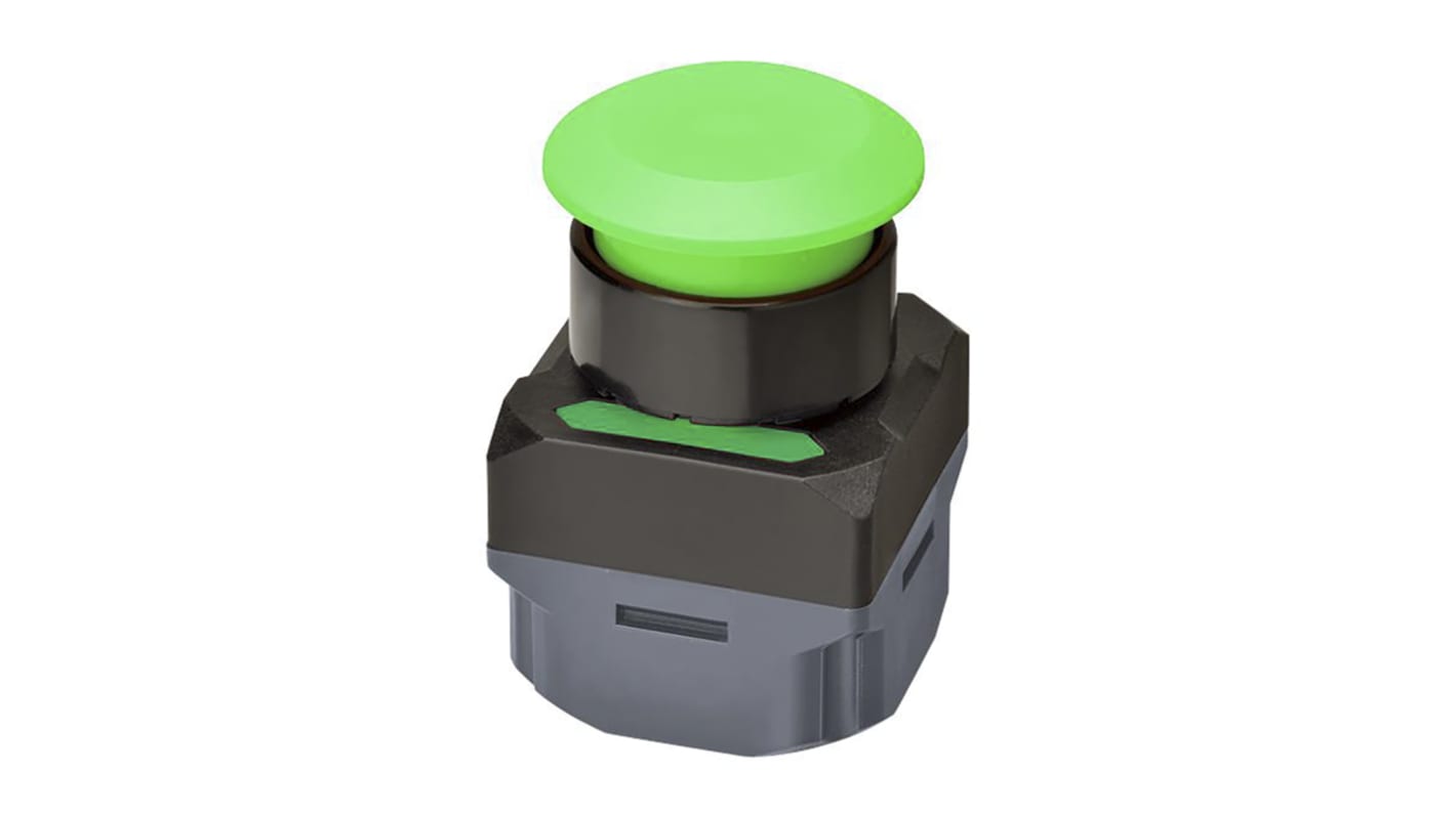 Omron A2W-TB-WC1 EU1GB, pulsante rotondo verde IP65, 40mm, senza batteria, 8 pulsanti assegnabili, alimentazione automatica.