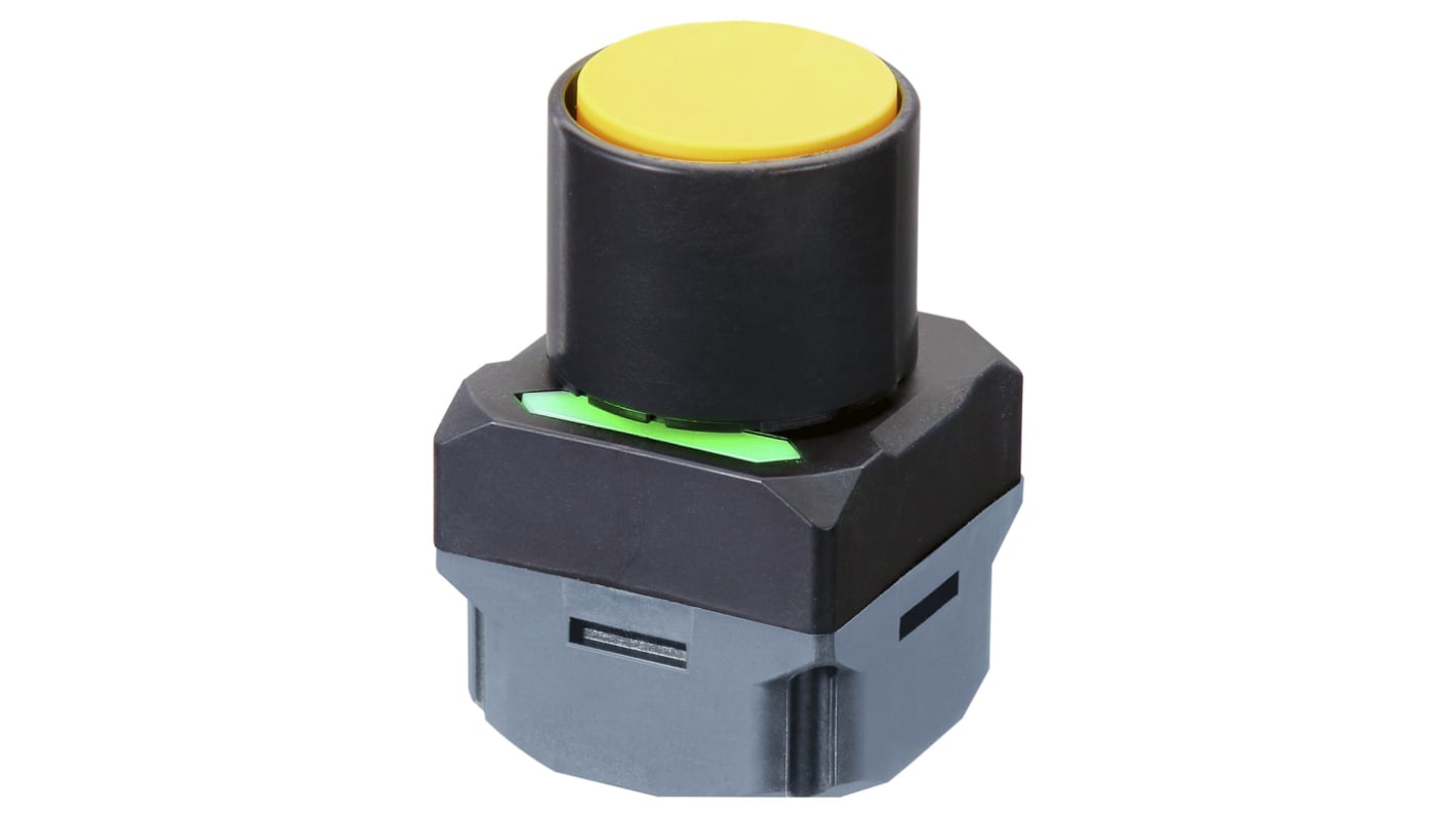Omron A2W-TB-WC1 EU2YB, pulsante wireless giallo rotondo, IP65, 8 pulsanti assegnabili, alimentazione automatica.