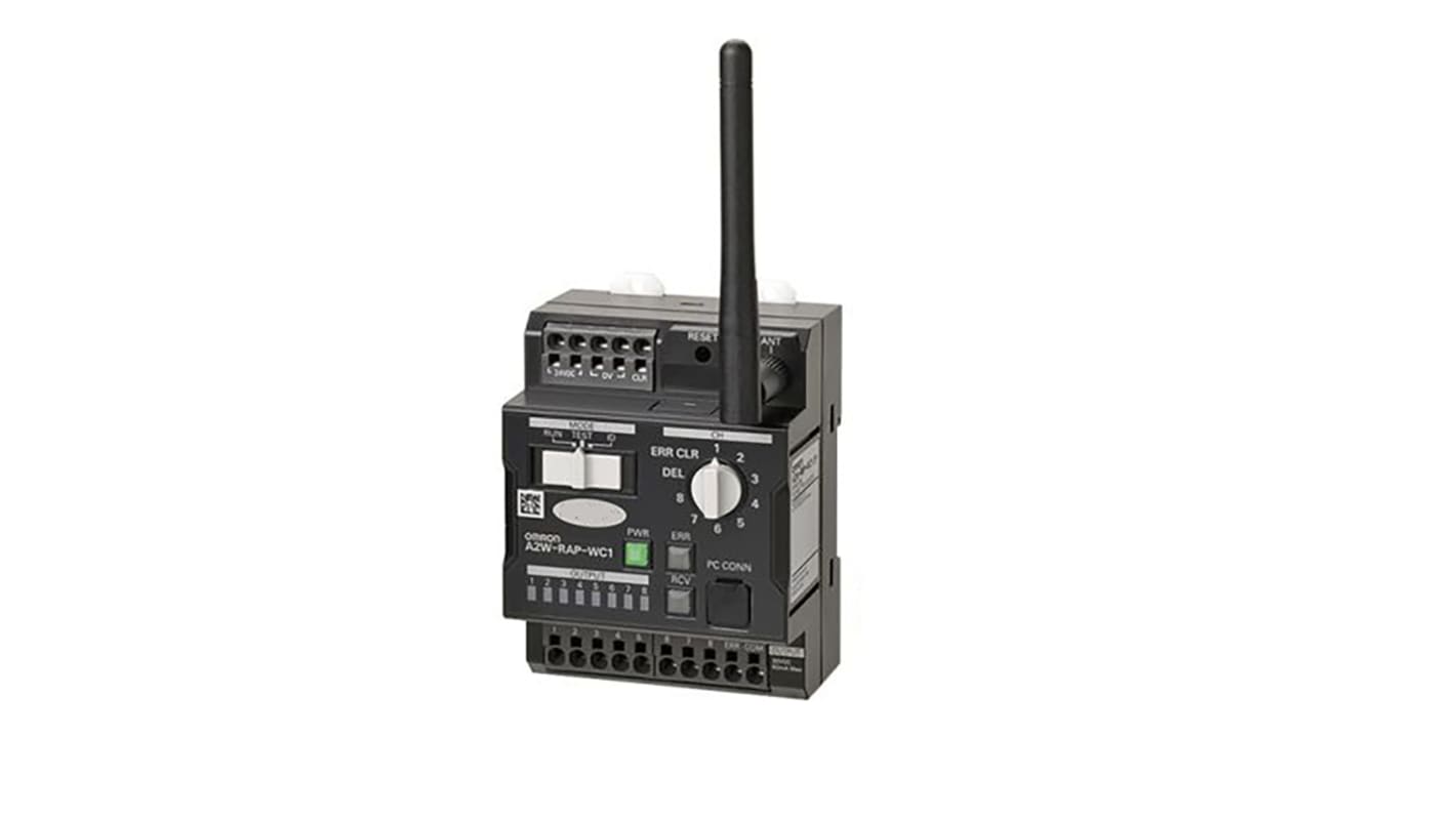 Ricevitore wireless Omron A2W-RBP-WC1 EU, montaggio a vite su guida DIN, compatto, per segnali da interruttori A2W.