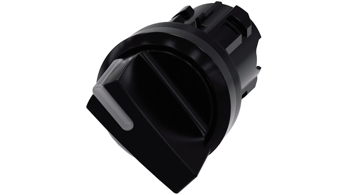 Selettore illuminabile Siemens 3SU1002-2BC10-0AA0, tondo 22mm nero, 2 posizioni, IP66/67/69K. Ideale per applicazioni tecniche.