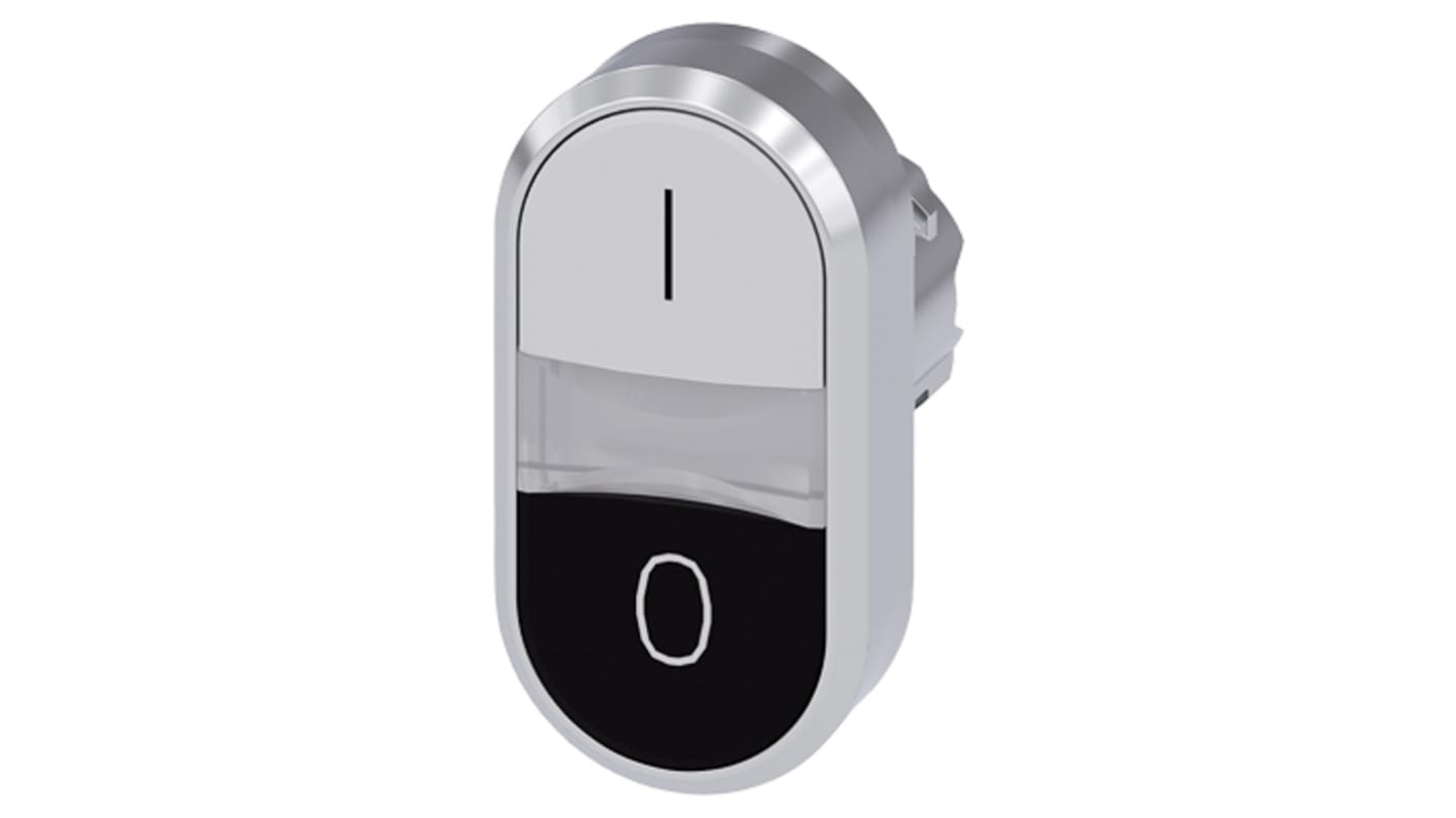 Attuatore pulsante instabile Siemens 3SU1051-3AB61-0AK0, doppio pulsante illuminato, diametro 22 mm, metallo lucido, IP66/IP67/IP69K.